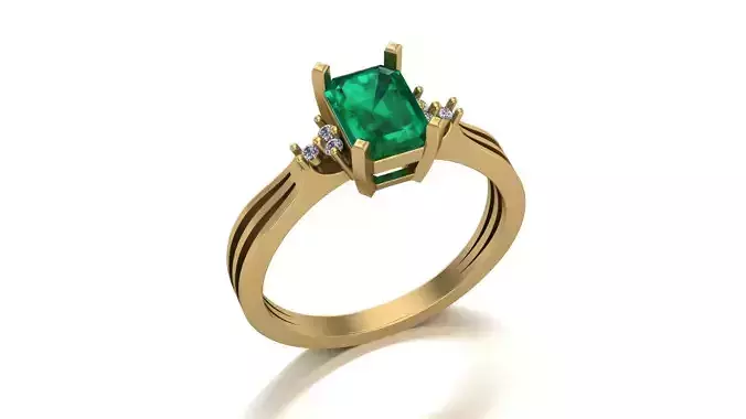 Classic ring for emerlad cut stones