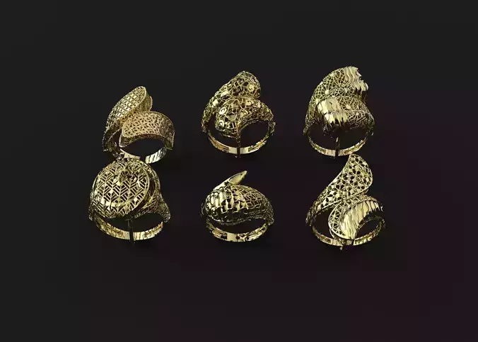  6 beautiful ring light weight   jewellery jwelry ready to print