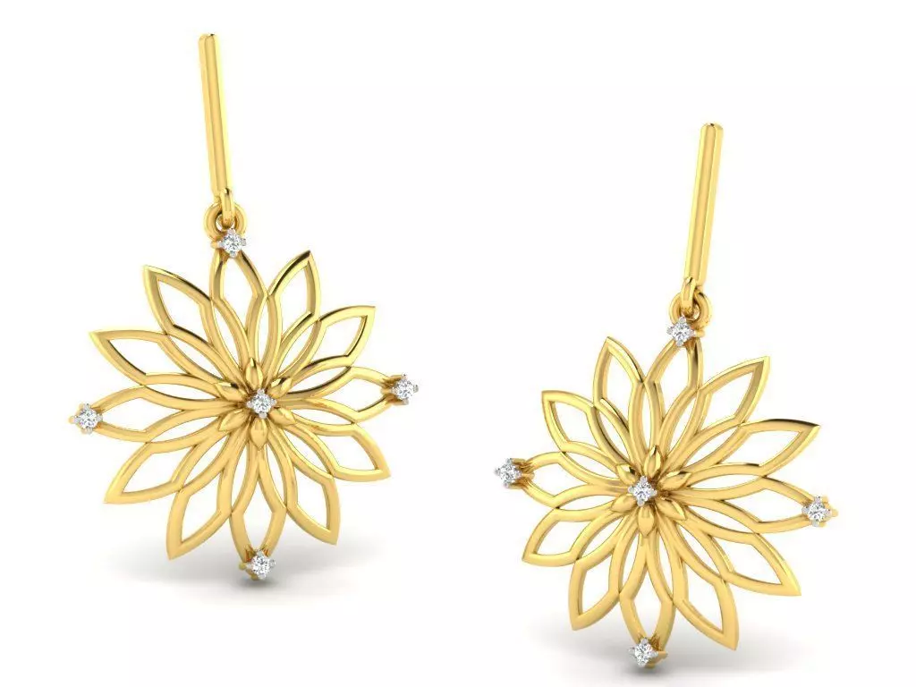 Gold Diamond Women Earring 3D print Model 3D print model