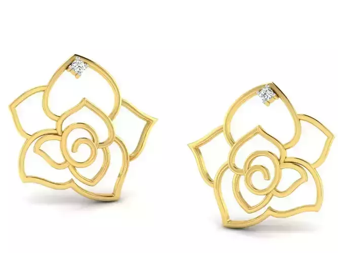 Gold Diamond Women Earring 3D print Model