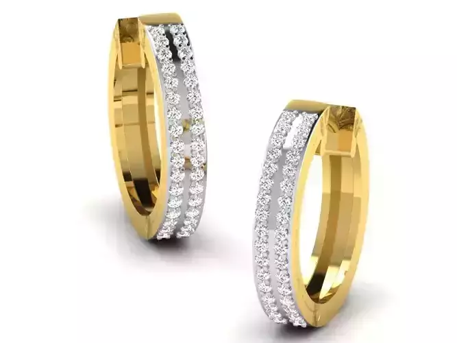 Gold Diamond Women Earring 3D print Model