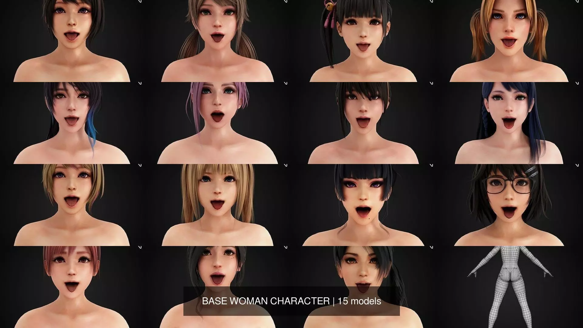 BASE WOMAN CHARACTER 3D Model Collection_0