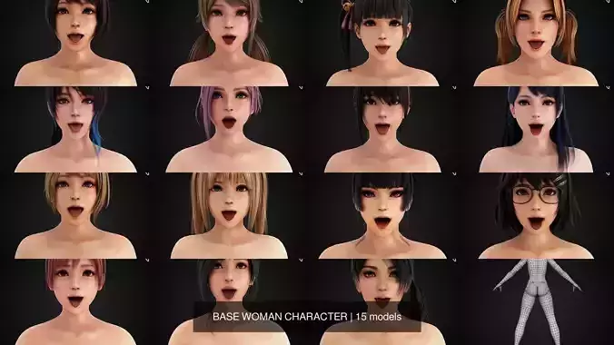 BASE WOMAN CHARACTER 3D Model Collection
