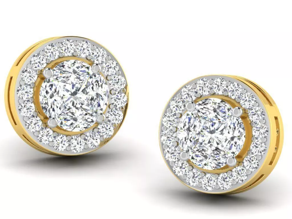 Gold Diamond Women Earring 3D print Model 3D print model