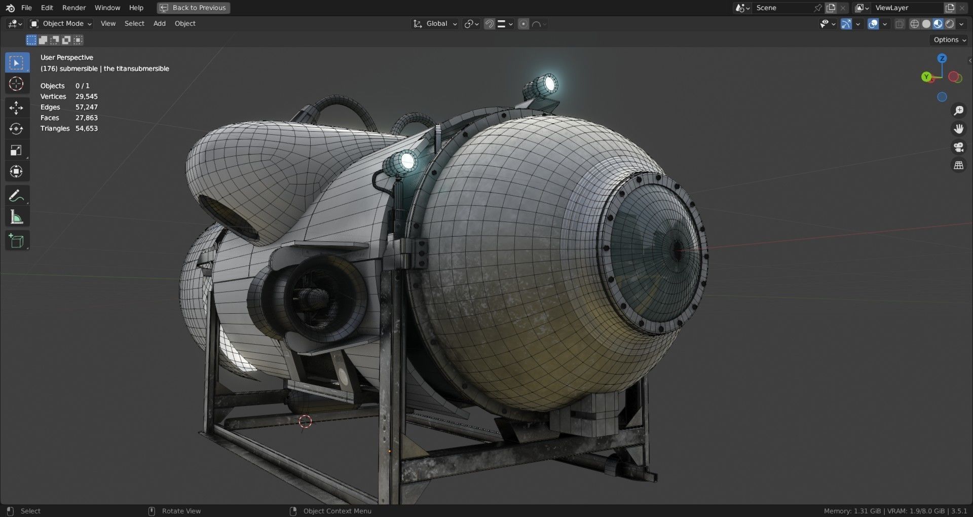 OceanGate Titan submersible 3D model_11