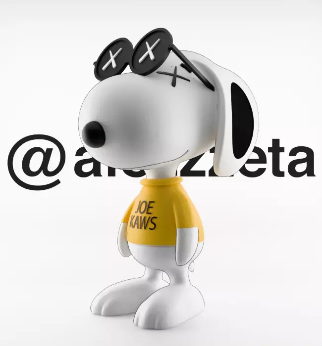 Kaws Snoopy Textured Low-poly 3D model_5