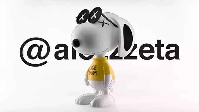 Kaws Snoopy Textured Low-poly 3D model