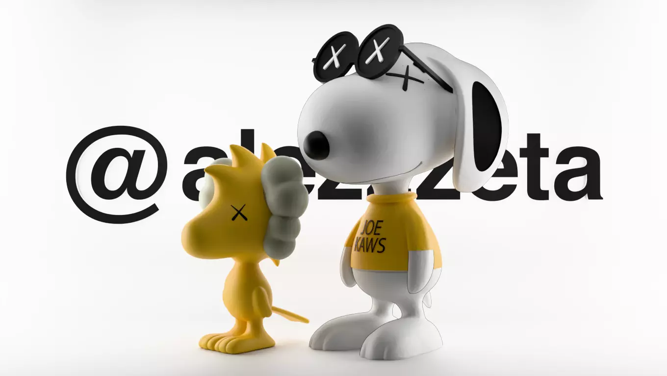 Kaws Snoopy x Woodstock Textured Low-poly 3D model_0