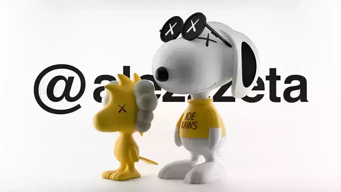 Kaws Snoopy x Woodstock Textured Low-poly 3D model