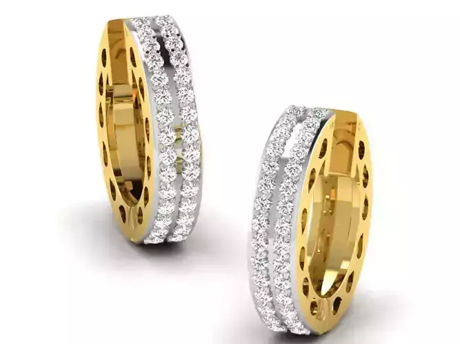 Gold Diamond Women Earring 3D print Model