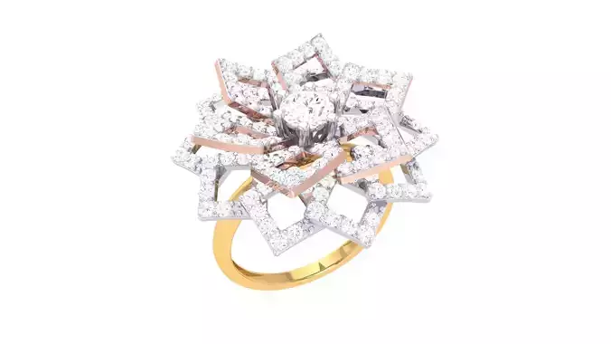 Flower High Jewelry Diamond Cocktail Ring 3dm stl obj renders 3D print model