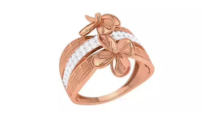 Flower High Jewelry Diamond Cocktail Ring 3dm stl obj renders 3D print model