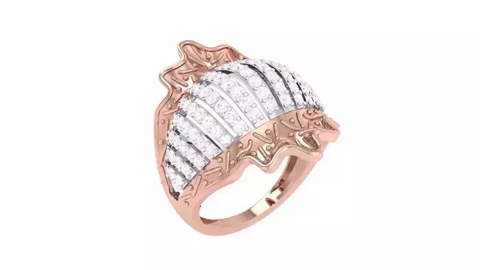 High Jewelry Diamond Cocktail Ring 3dm stl obj renders