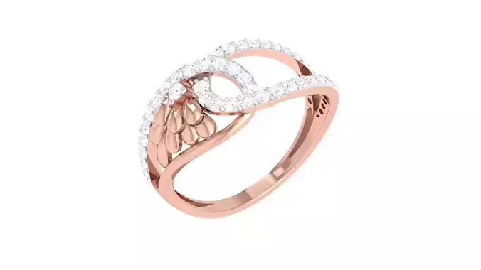 Wire High Jewelry Diamond Cocktail Ring 3dm stl obj renders