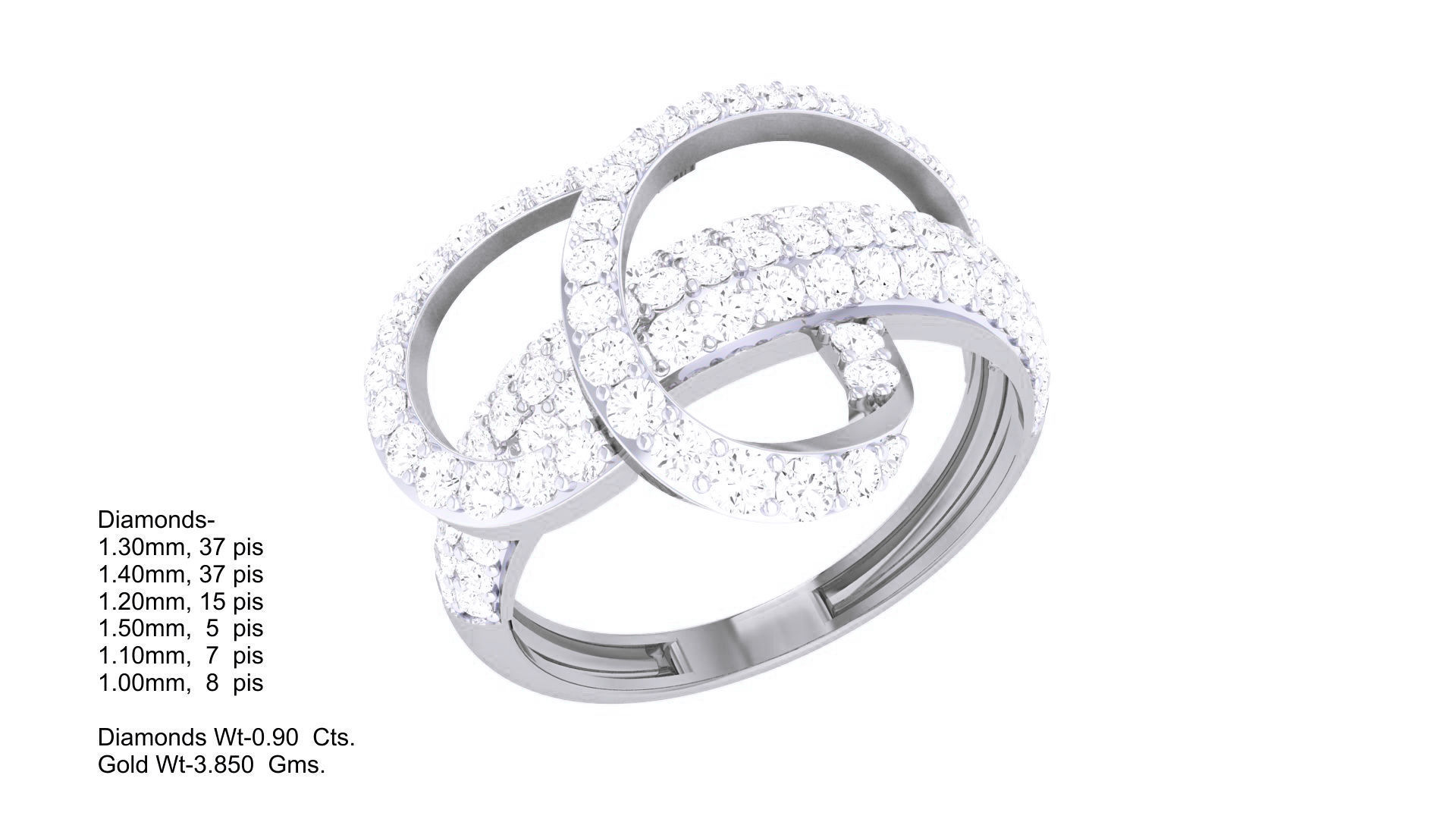 Wire High Jewelry Diamond Cocktail Ring 3dm stl obj renders 3D print model_2