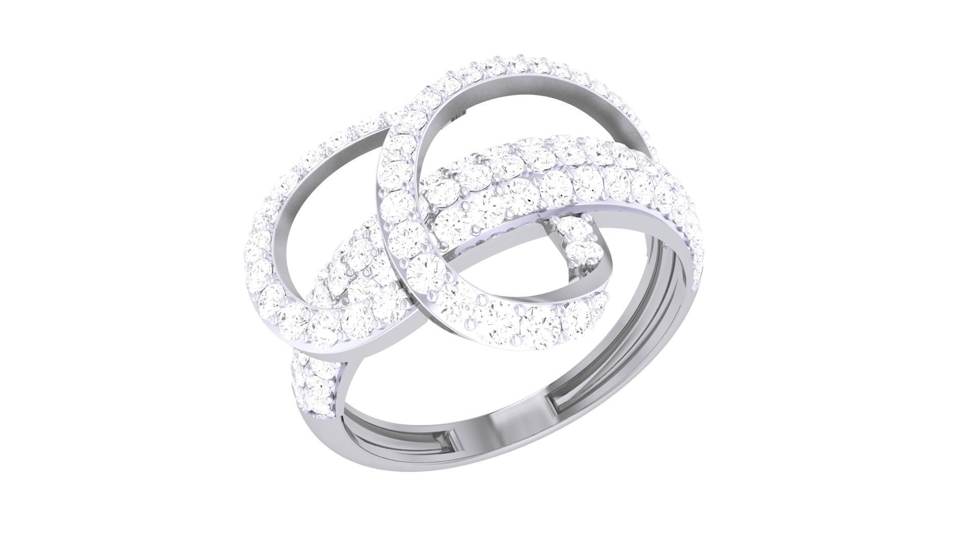 Wire High Jewelry Diamond Cocktail Ring 3dm stl obj renders 3D print model_4