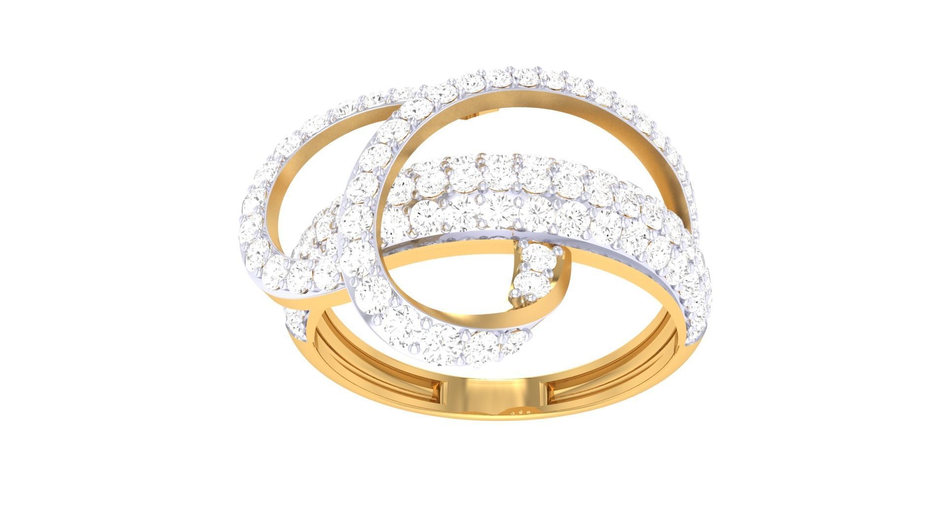 Wire High Jewelry Diamond Cocktail Ring 3dm stl obj renders 3D print model_8