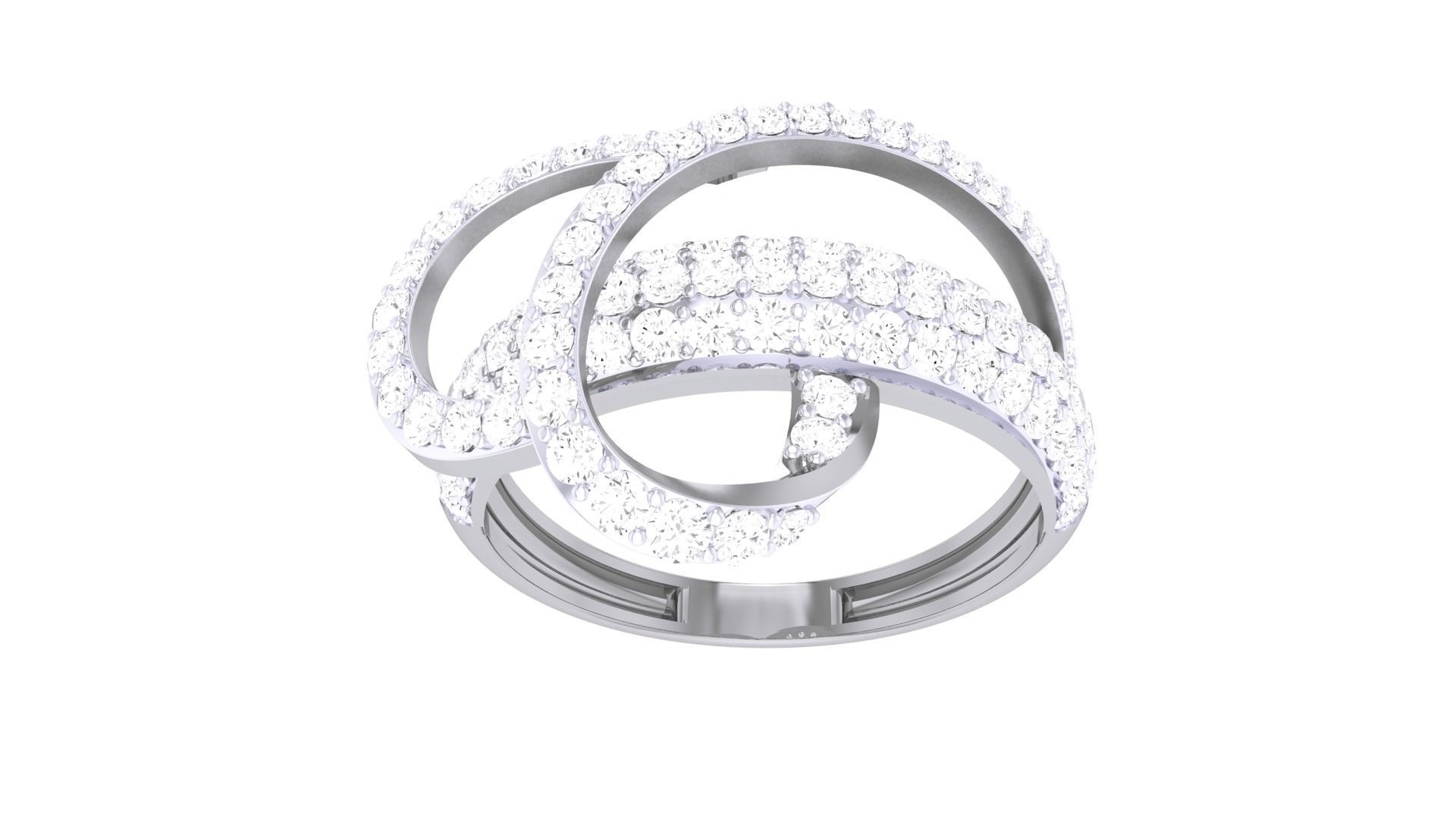 Wire High Jewelry Diamond Cocktail Ring 3dm stl obj renders 3D print model_7