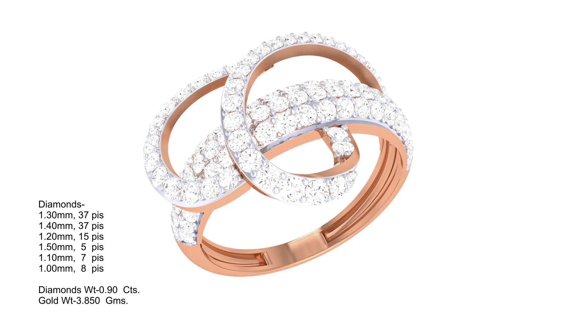 Wire High Jewelry Diamond Cocktail Ring 3dm stl obj renders 3D print model_3