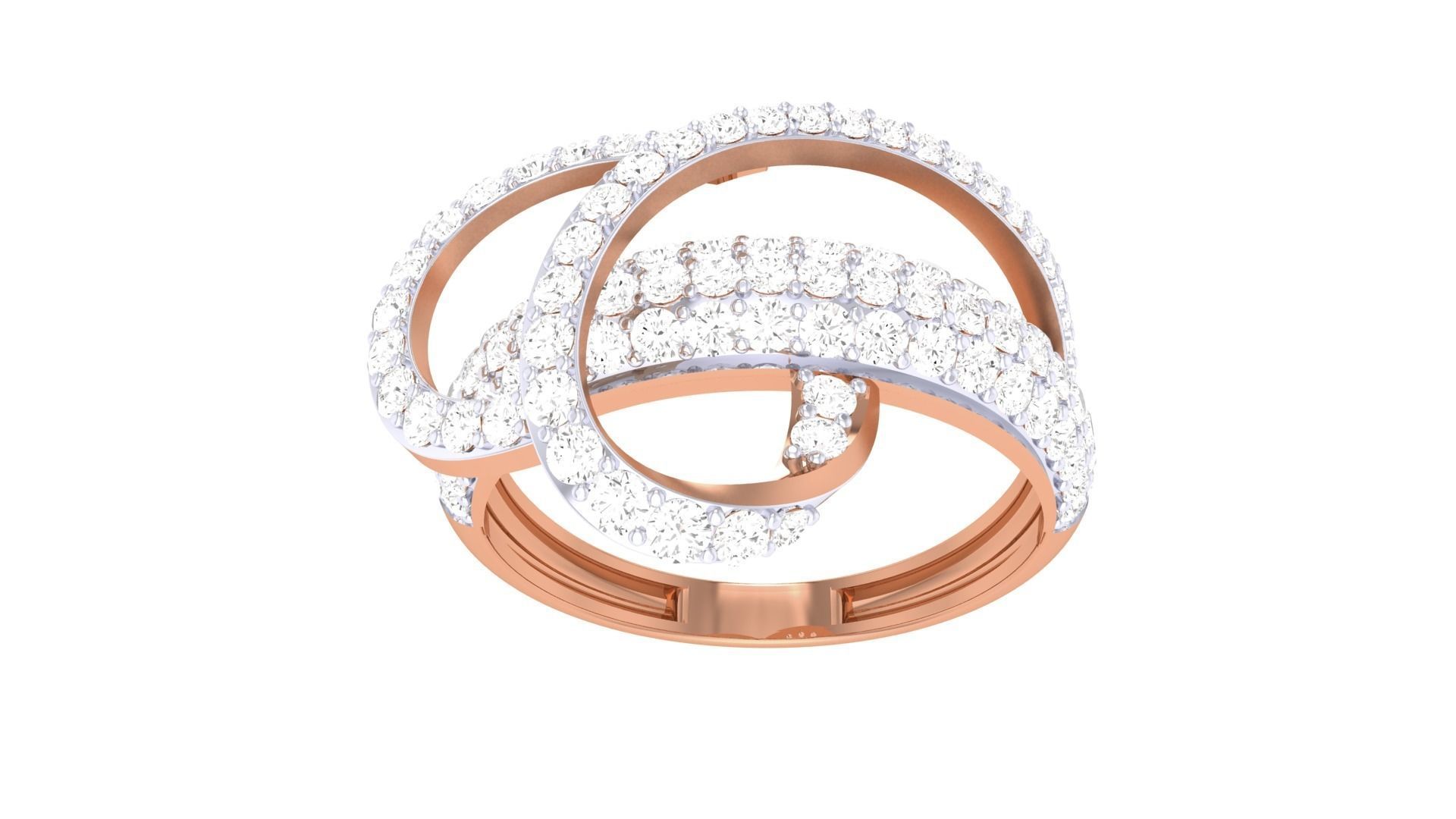 Wire High Jewelry Diamond Cocktail Ring 3dm stl obj renders 3D print model_9