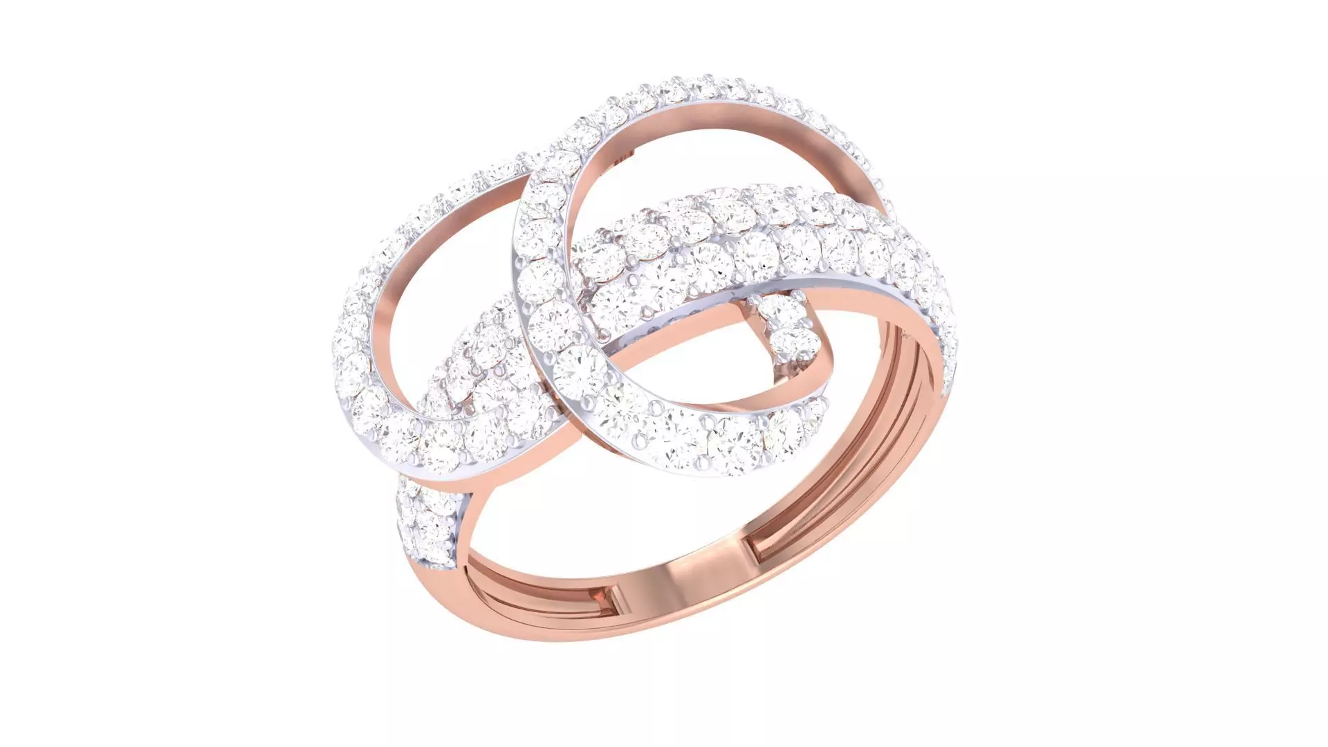 Wire High Jewelry Diamond Cocktail Ring 3dm stl obj renders 3D print model_0