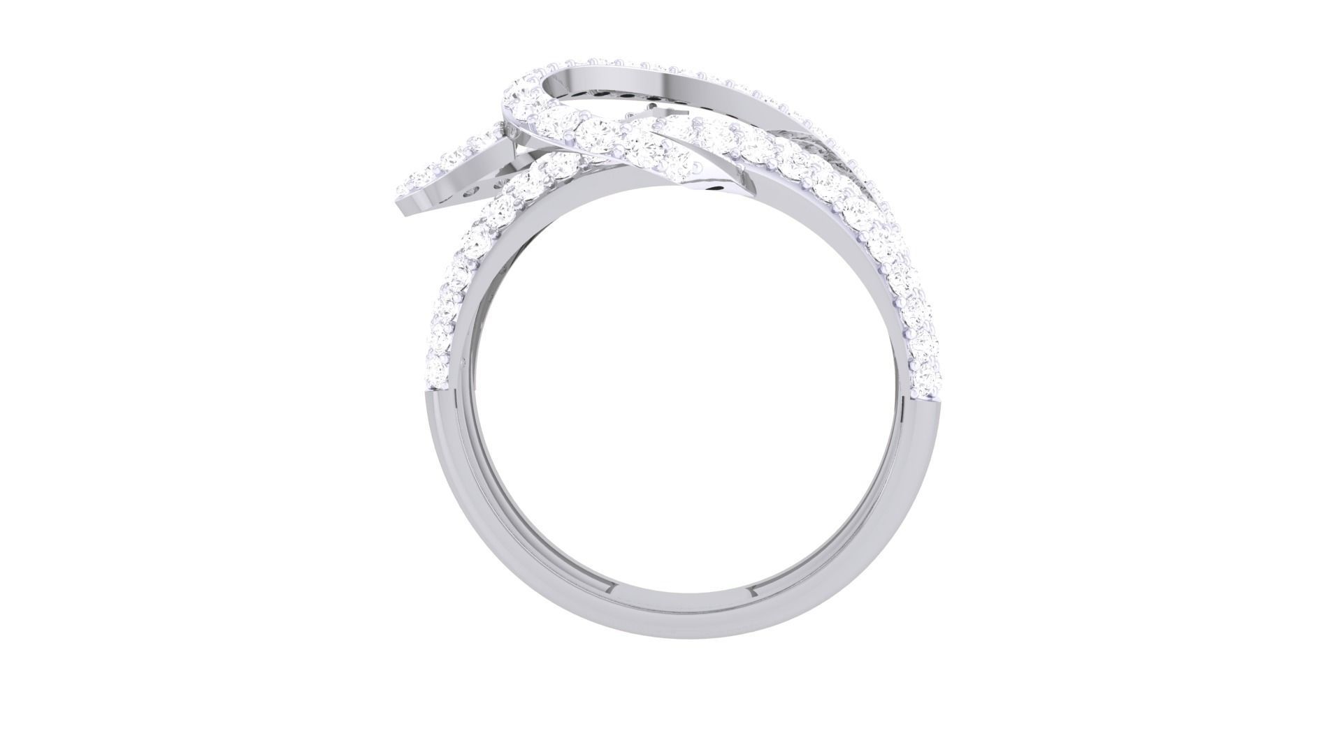 Wire High Jewelry Diamond Cocktail Ring 3dm stl obj renders 3D print model_10