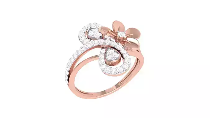  Flower High Jewelry Diamond Cocktail Ring 3dm stl obj renders 3D print model