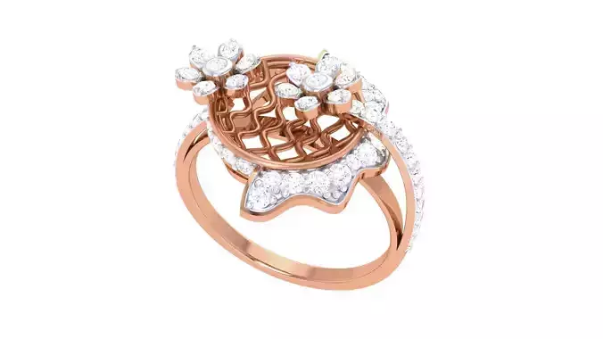 Wire High Jewelry Diamond Cocktail Ring 3dm stl obj renders