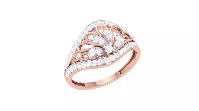 Flower High Jewelry Diamond Cocktail Ring 3dm stl obj renders 3D print model