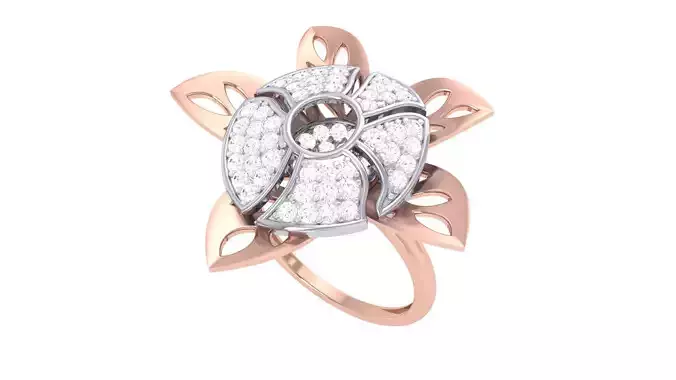 Flower High Jewelry Diamond Cocktail Ring 3dm stl obj renders 3D print model