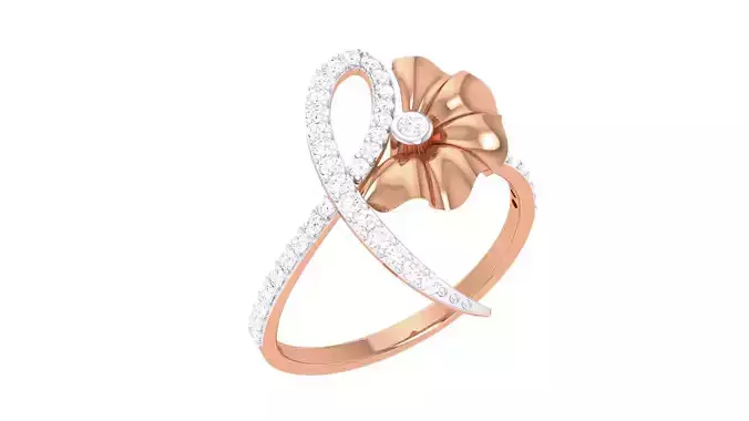 Flower High Jewelry Diamond Cocktail Ring 3dm stl obj renders 3D print model