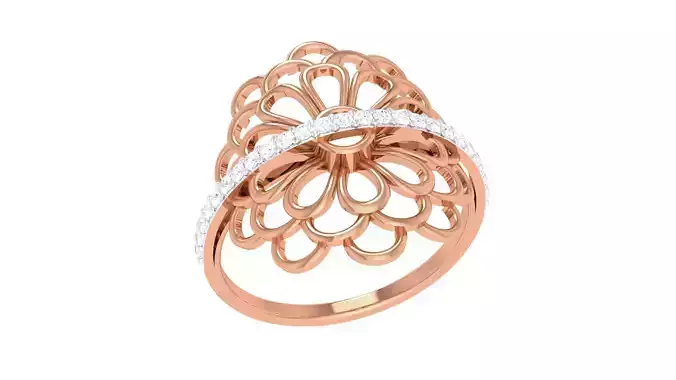 Flower Wire Mesh High Jewelry Diamond Cocktail Ring 3dm stl