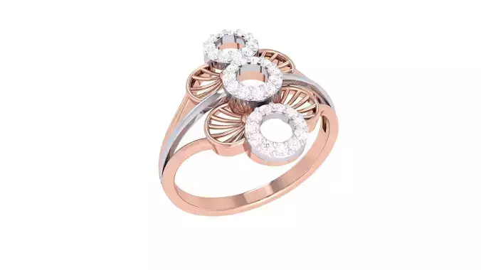 Tri-circle High Jewelry Diamond Cocktail Ring 3dm stl obj