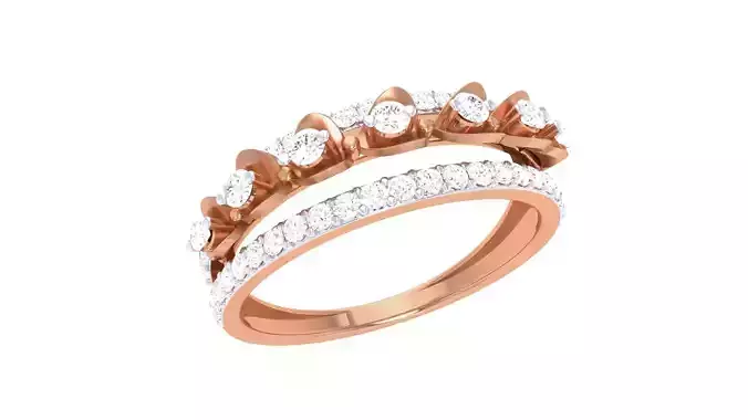 Flower High Jewelry Diamond Cocktail Ring 3dm stl obj renders 3D print model