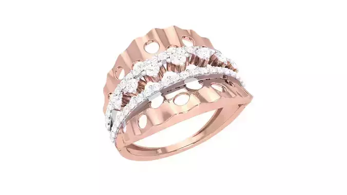 High Jewelry Diamond Cocktail Ring 3dm stl obj renders