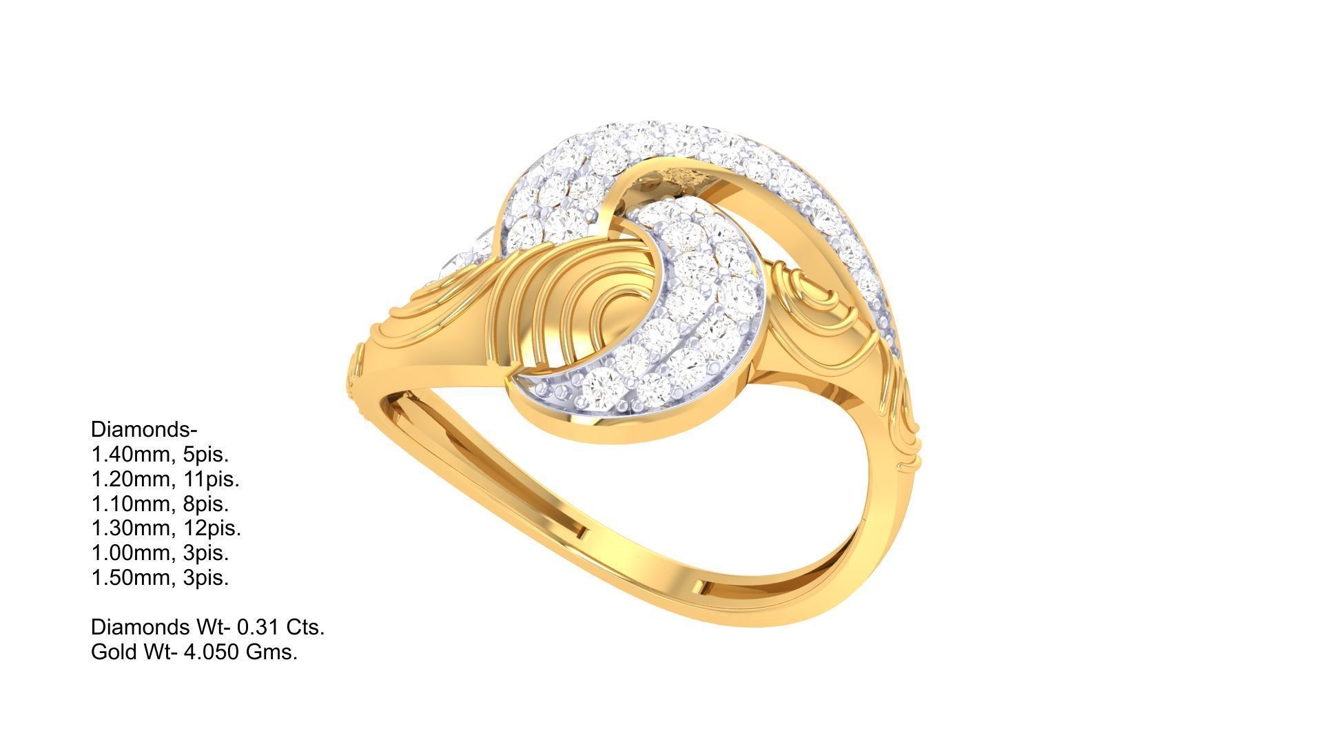 High Jewelry Diamond Cocktail Ring 3dm stl obj renders 3D print model_1