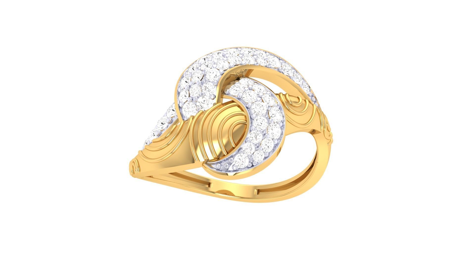 High Jewelry Diamond Cocktail Ring 3dm stl obj renders 3D print model_9