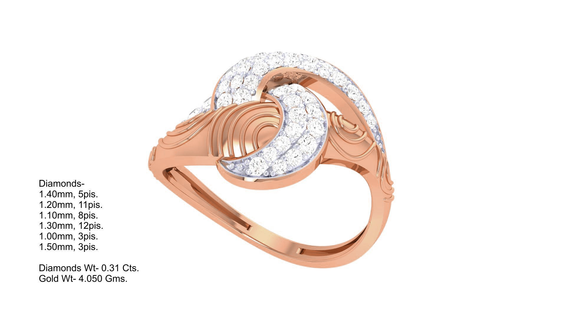 High Jewelry Diamond Cocktail Ring 3dm stl obj renders 3D print model_2