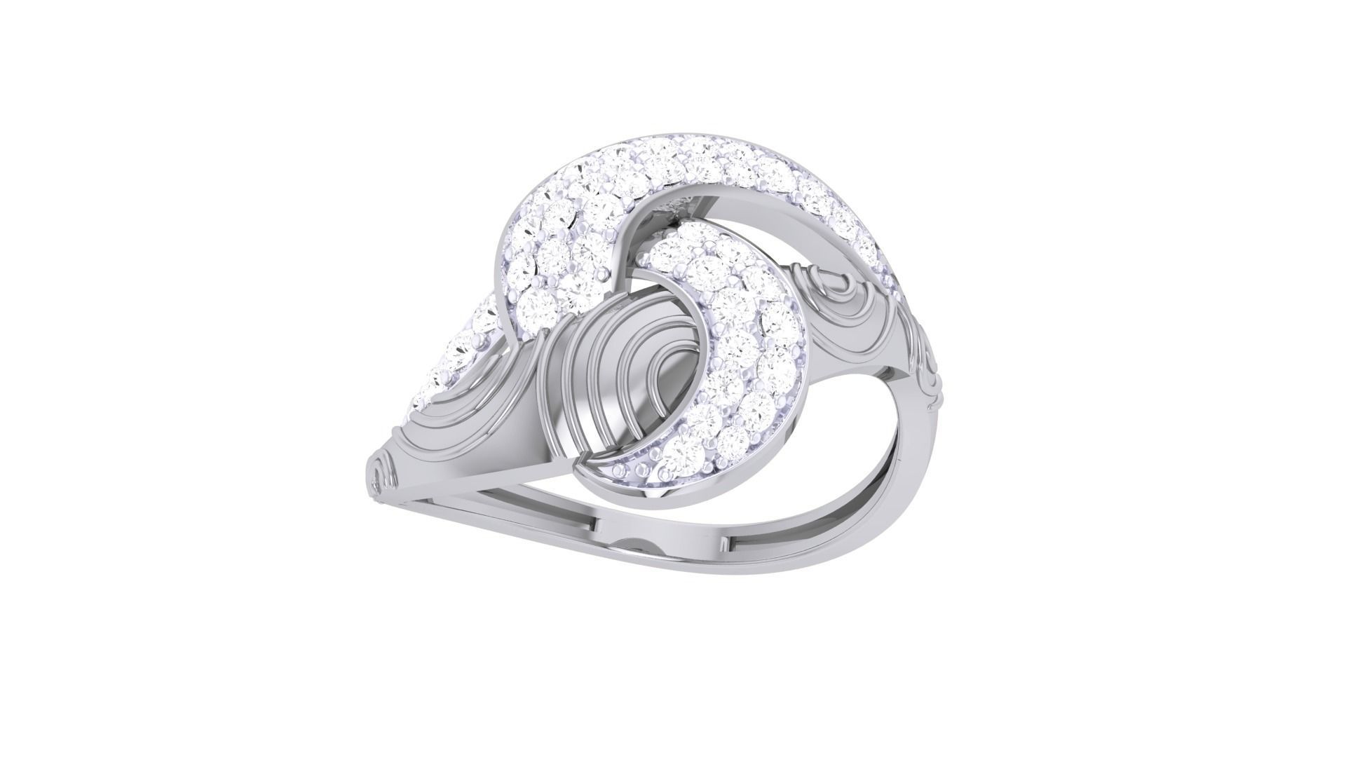 High Jewelry Diamond Cocktail Ring 3dm stl obj renders 3D print model_8