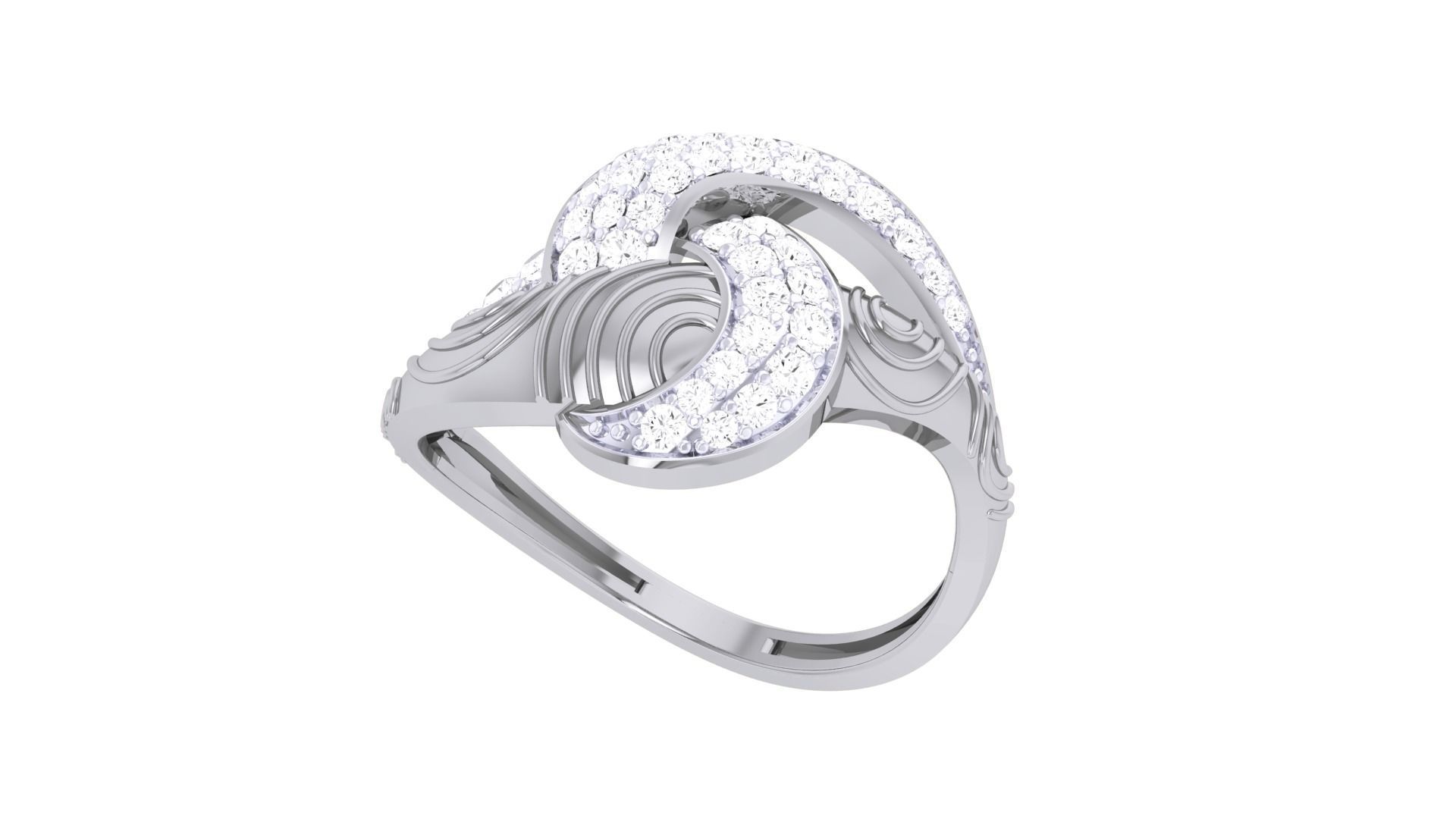 High Jewelry Diamond Cocktail Ring 3dm stl obj renders 3D print model_5