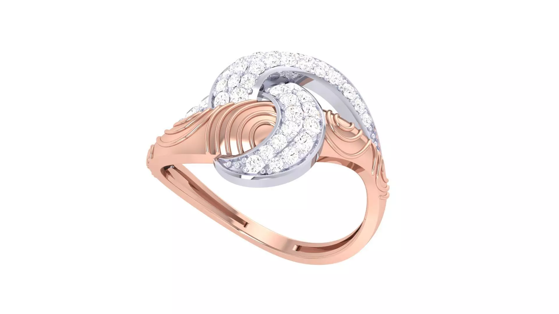 High Jewelry Diamond Cocktail Ring 3dm stl obj renders 3D print model_0