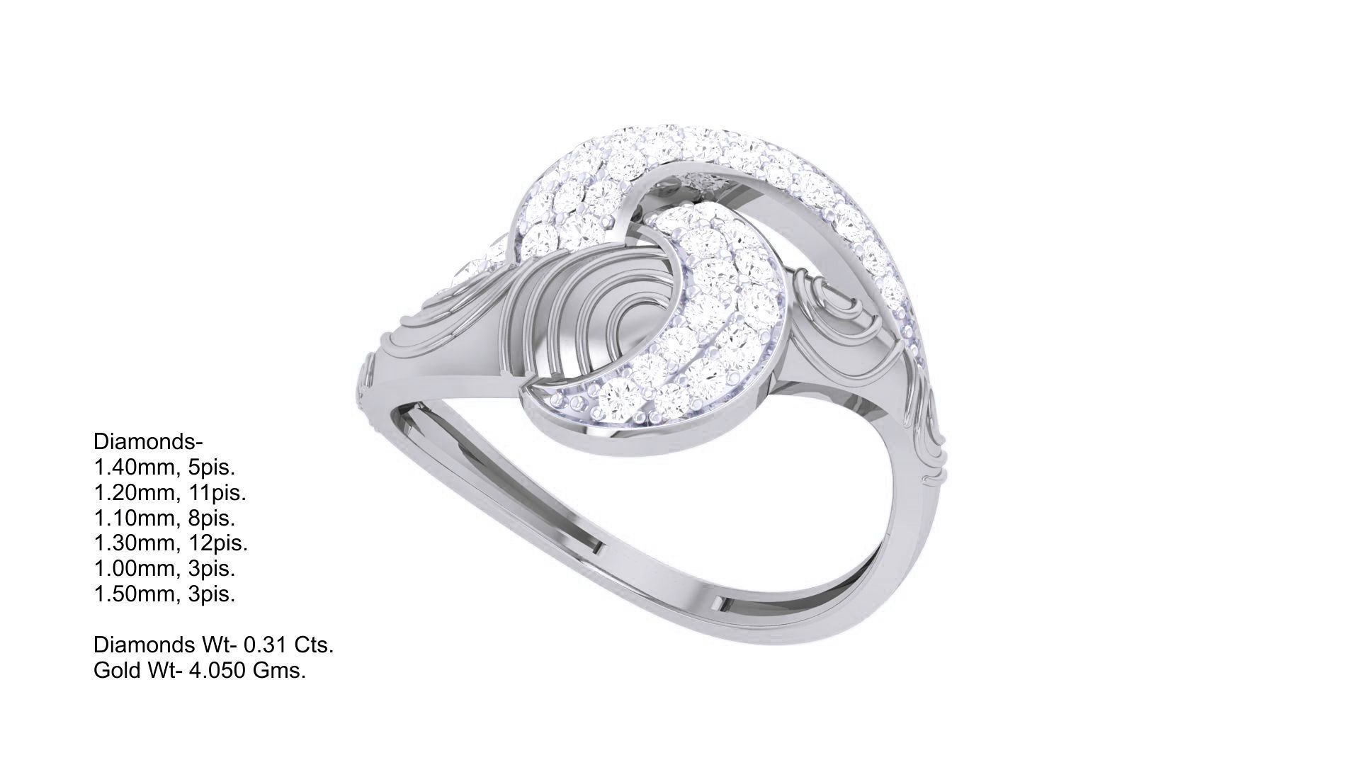 High Jewelry Diamond Cocktail Ring 3dm stl obj renders 3D print model_3
