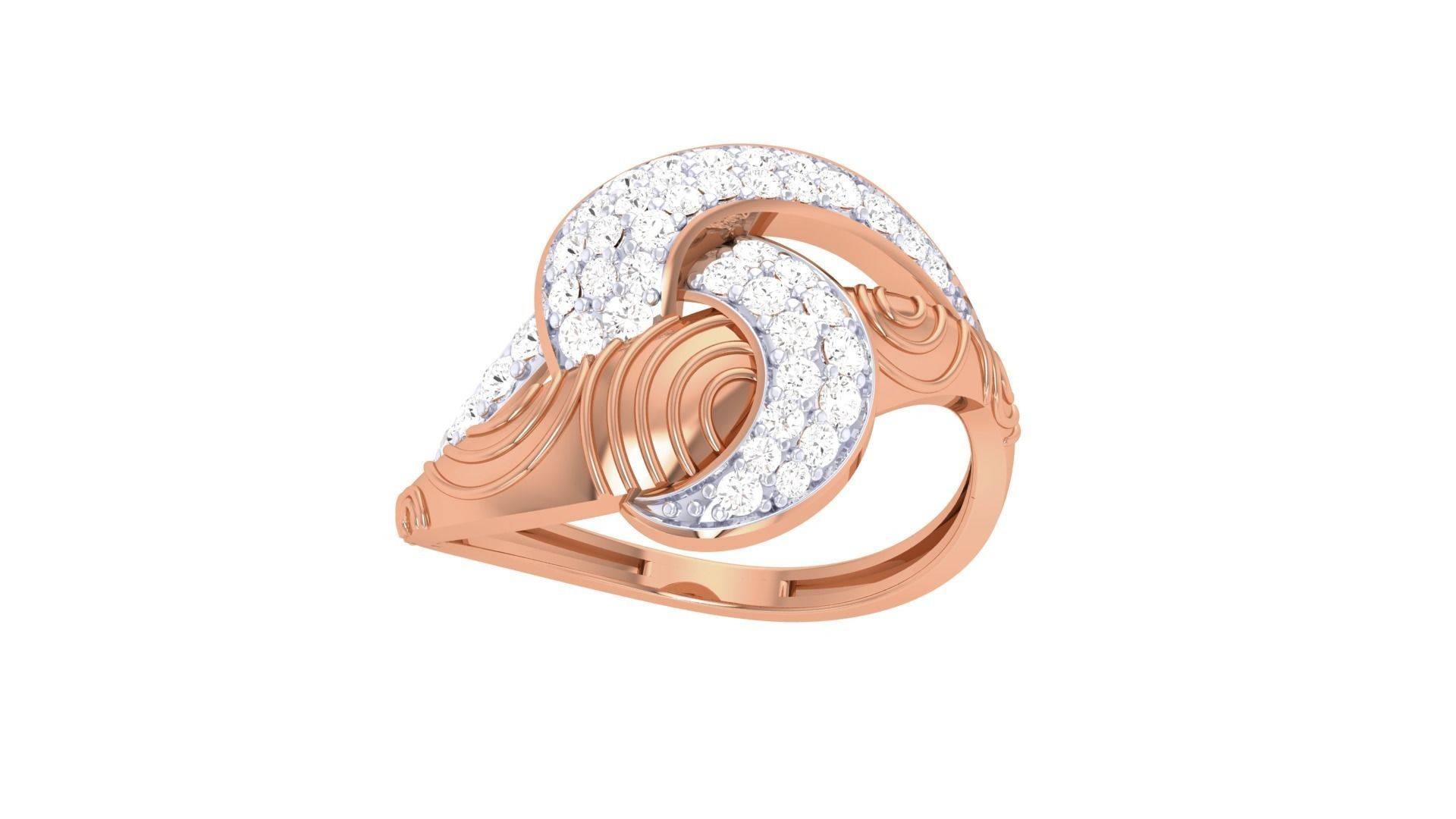 High Jewelry Diamond Cocktail Ring 3dm stl obj renders 3D print model_7