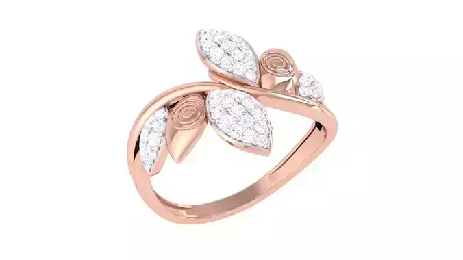 Leaf and Flower High Jewelry Diamond Cocktail Ring 3dm stl obj