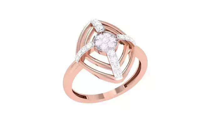 Wire High Jewelry Diamond Cocktail Ring 3dm stl obj renders