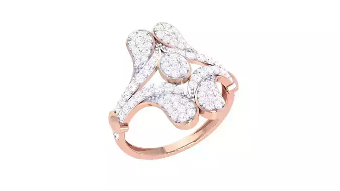 High Jewelry Diamond Cocktail Ring 3dm stl obj renders