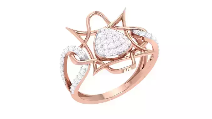 Flower High Jewelry Diamond Cocktail Ring 3dm stl obj renders 3D print model