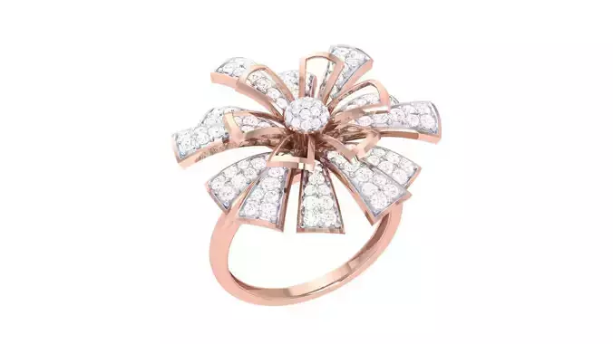 Flower High Jewelry Diamond Cocktail Ring 3dm stl obj renders 3D print model