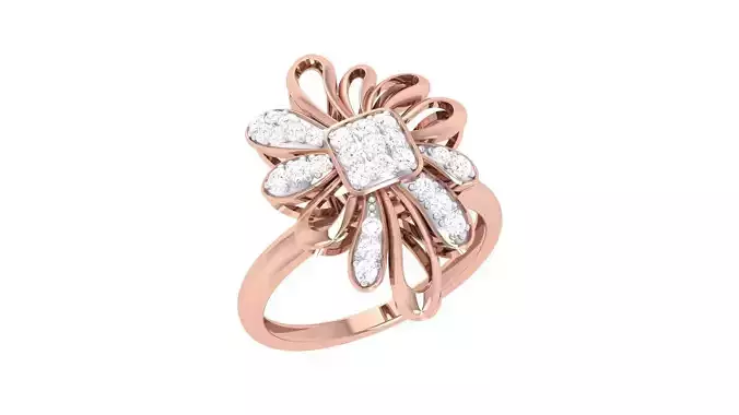 Flower High Jewelry Diamond Cocktail Ring 3dm stl obj renders 3D print model
