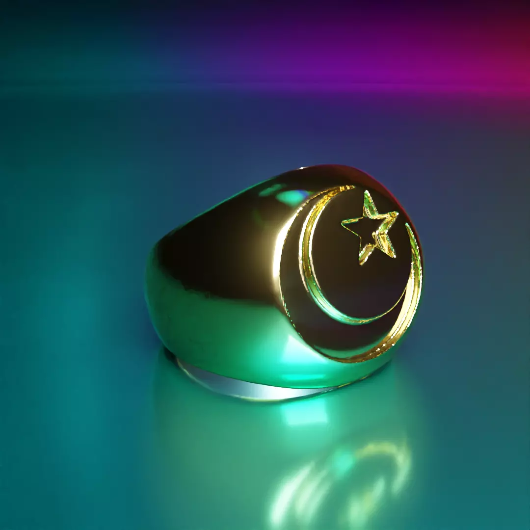 cresent moon ring 3D print model_0